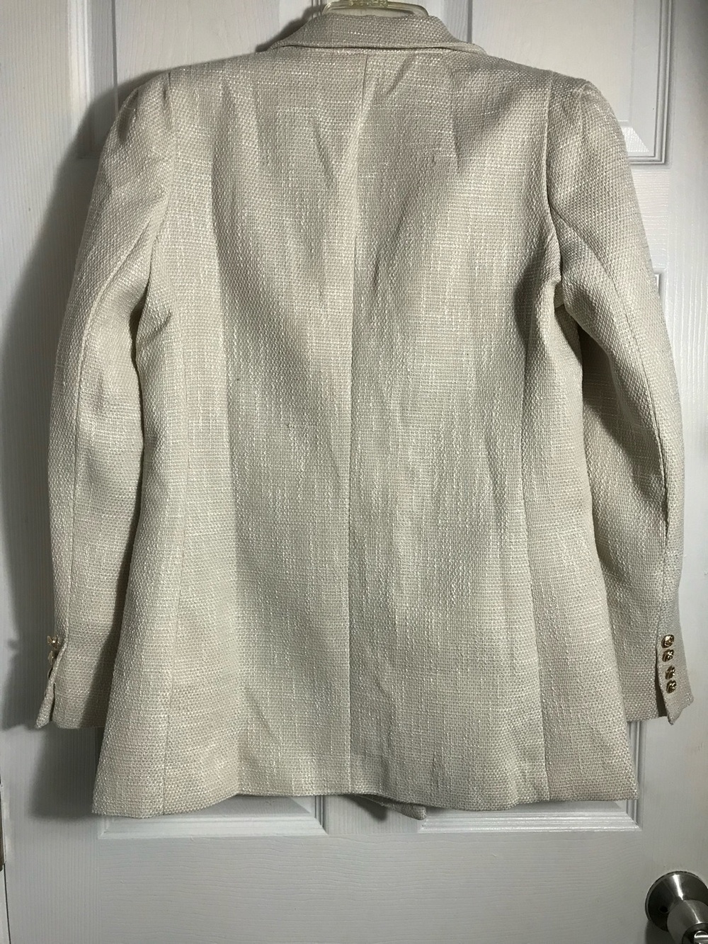 NWT City Bell Cream Double-Breasted Textured Blazer M - Picture 6 of 8